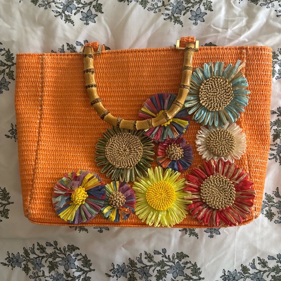 Haute Hippie Handbags - Haute Hippy Floral Straw Bag